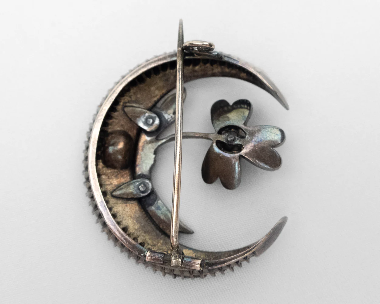 Early-Victorian Rose-Cut Diamond Crescent Pendant/Brooch - Image 3