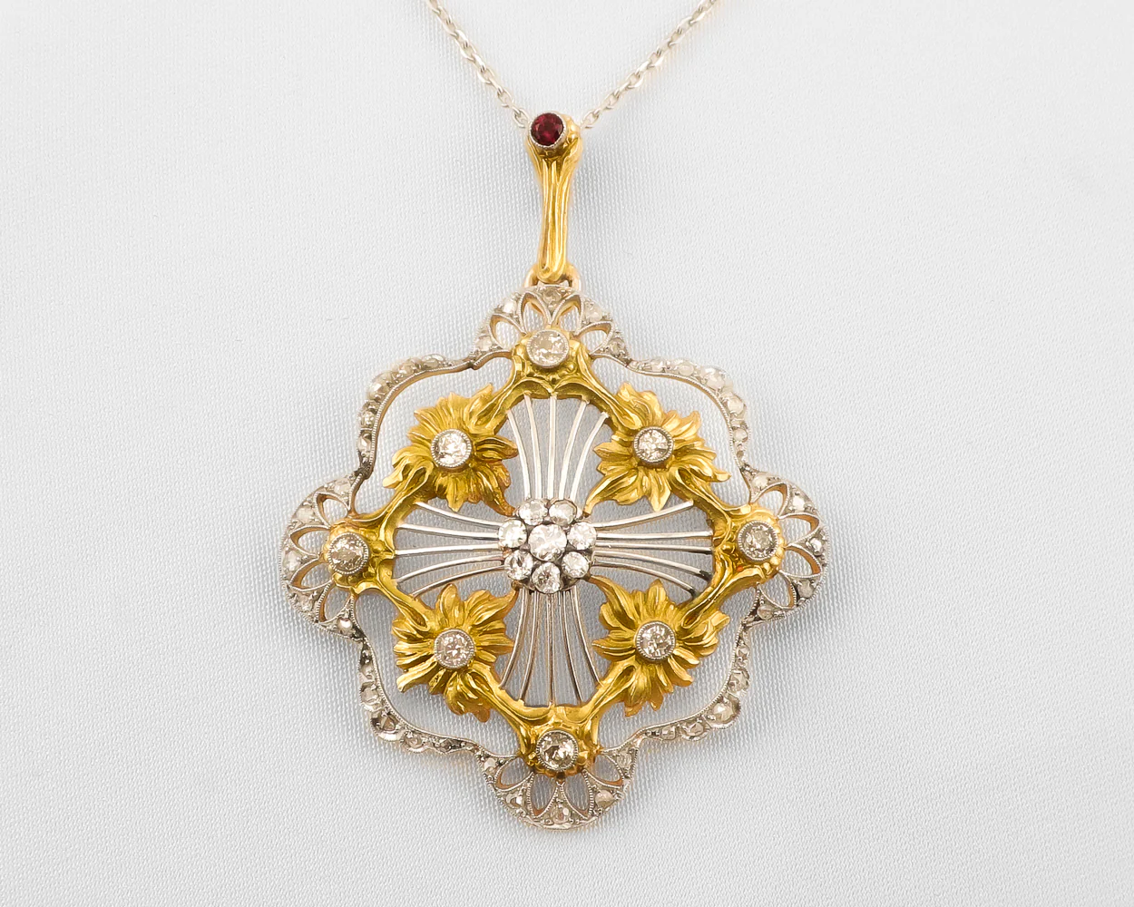 Edwardian Floral Diamond Pendant - Image 2