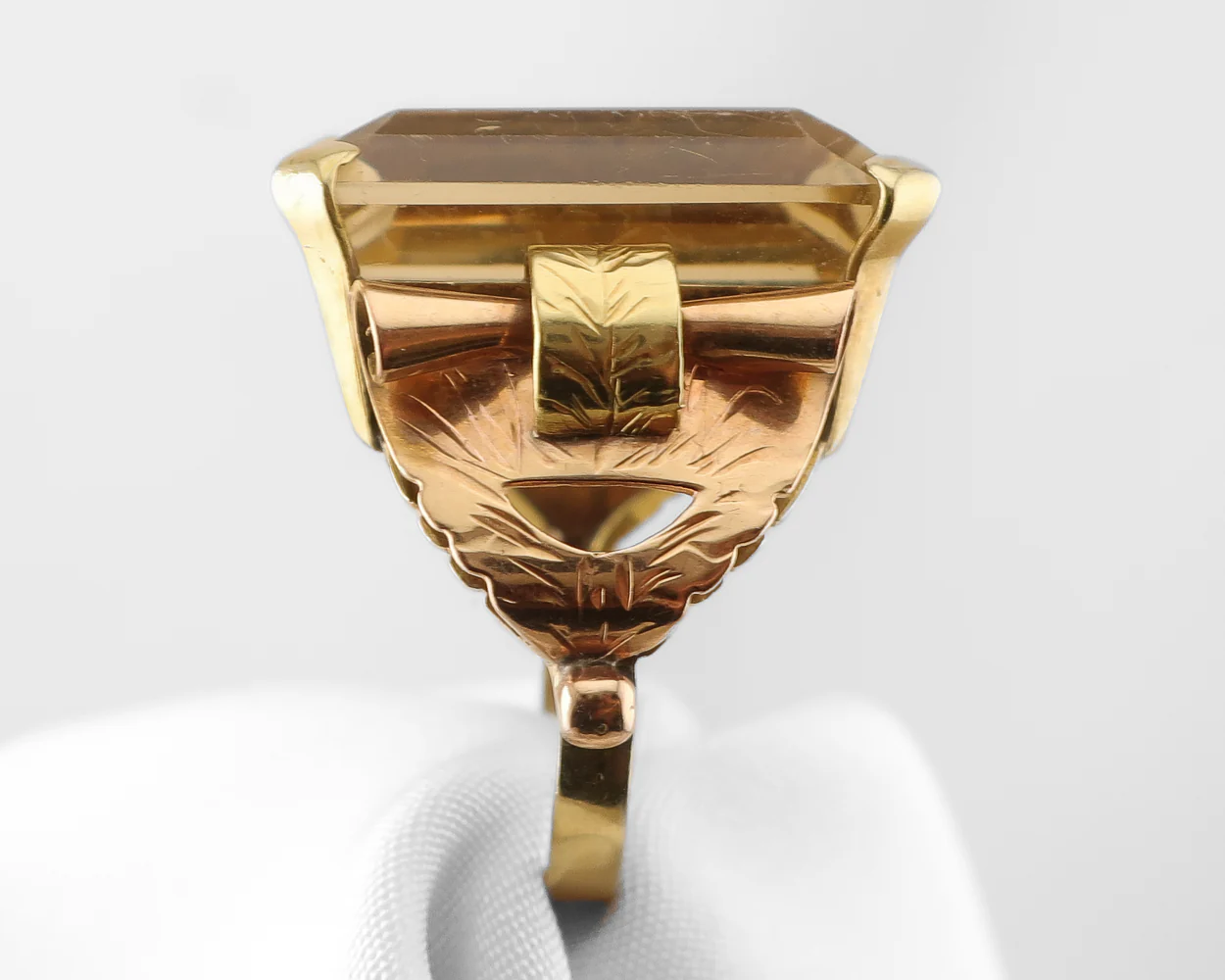 Retro-Era Citrine Cocktail Ring - Image 2
