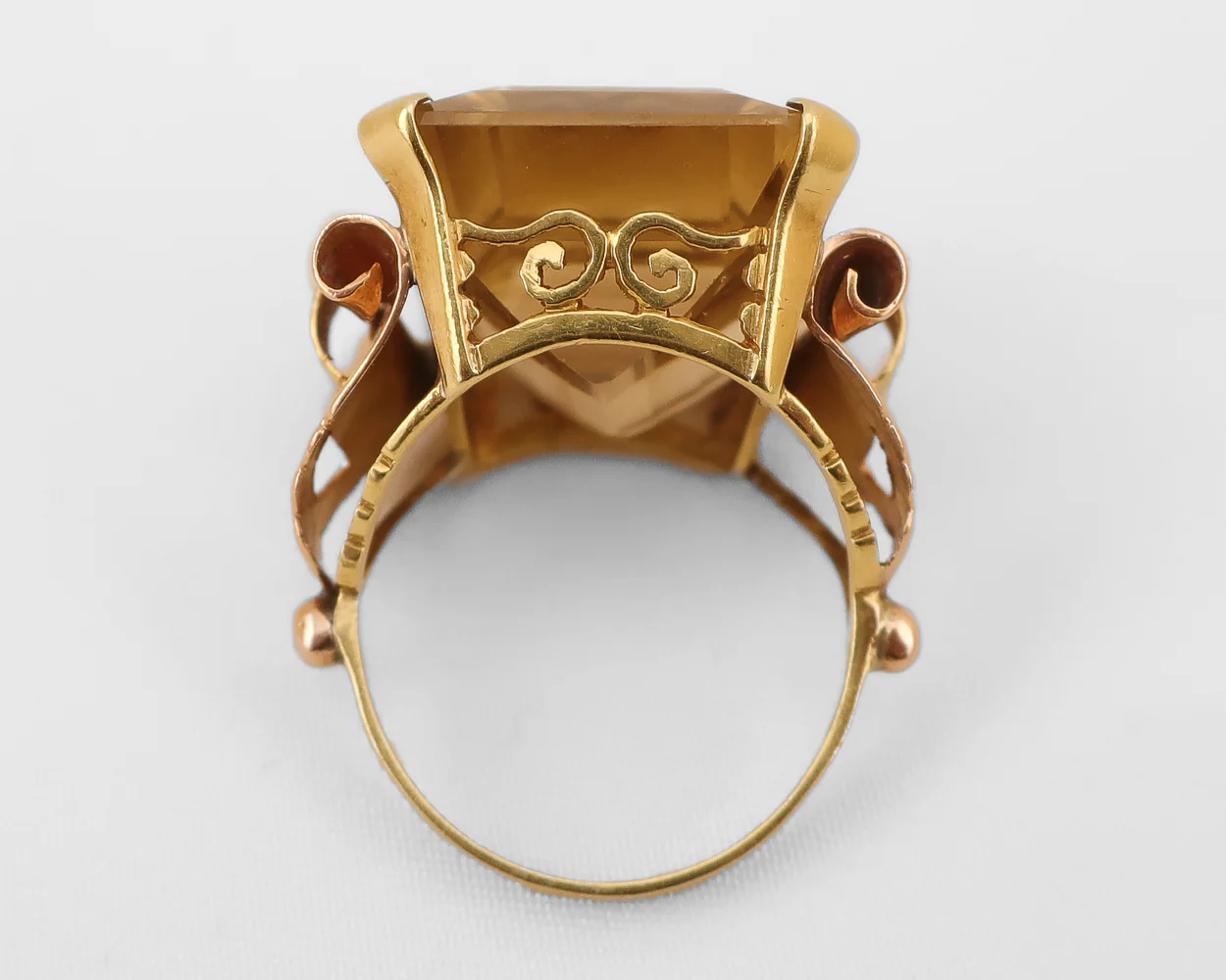 Retro-Era Citrine Cocktail Ring - Image 3