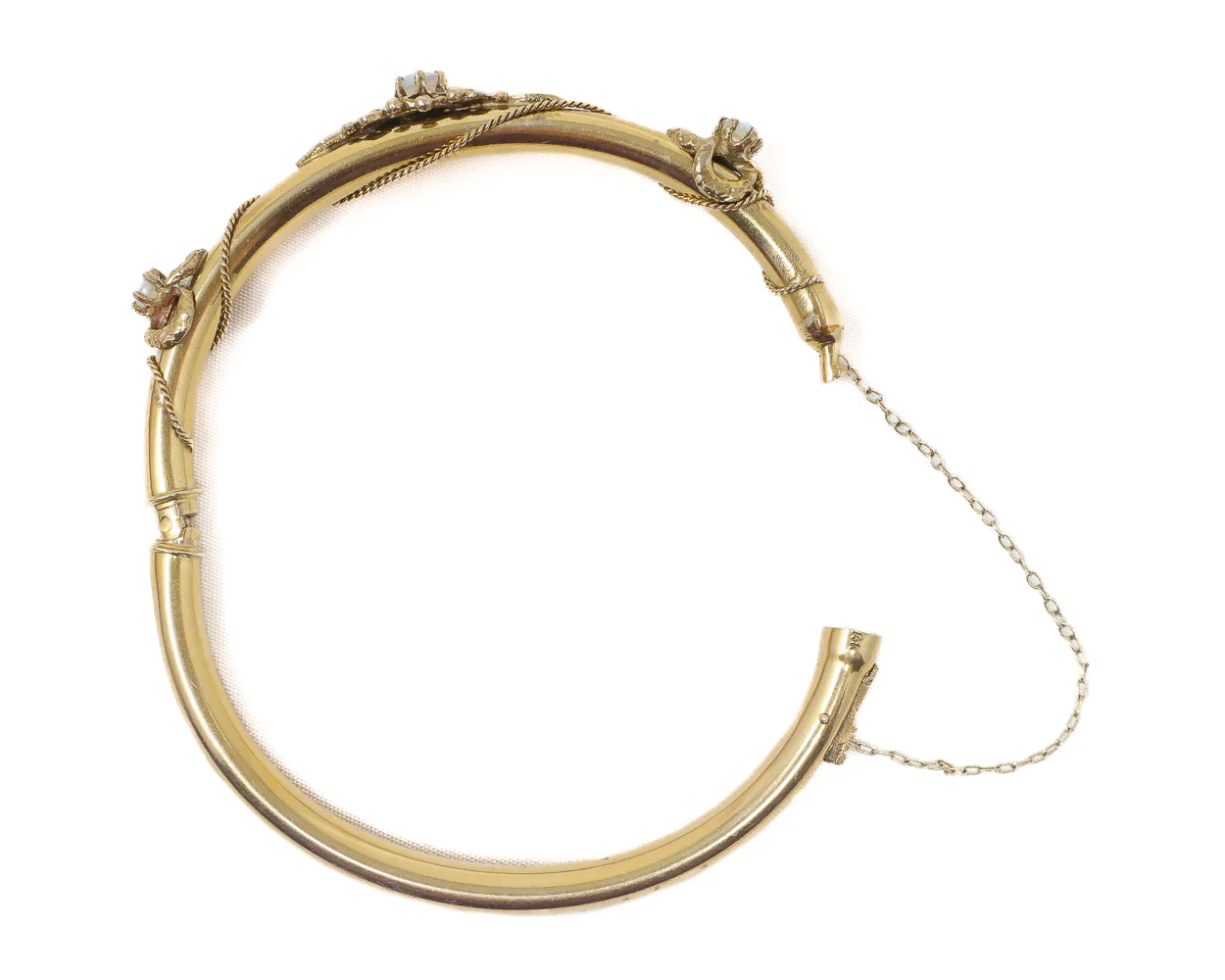 Midcentury Victorian Revival Opal Bangle - Image 3