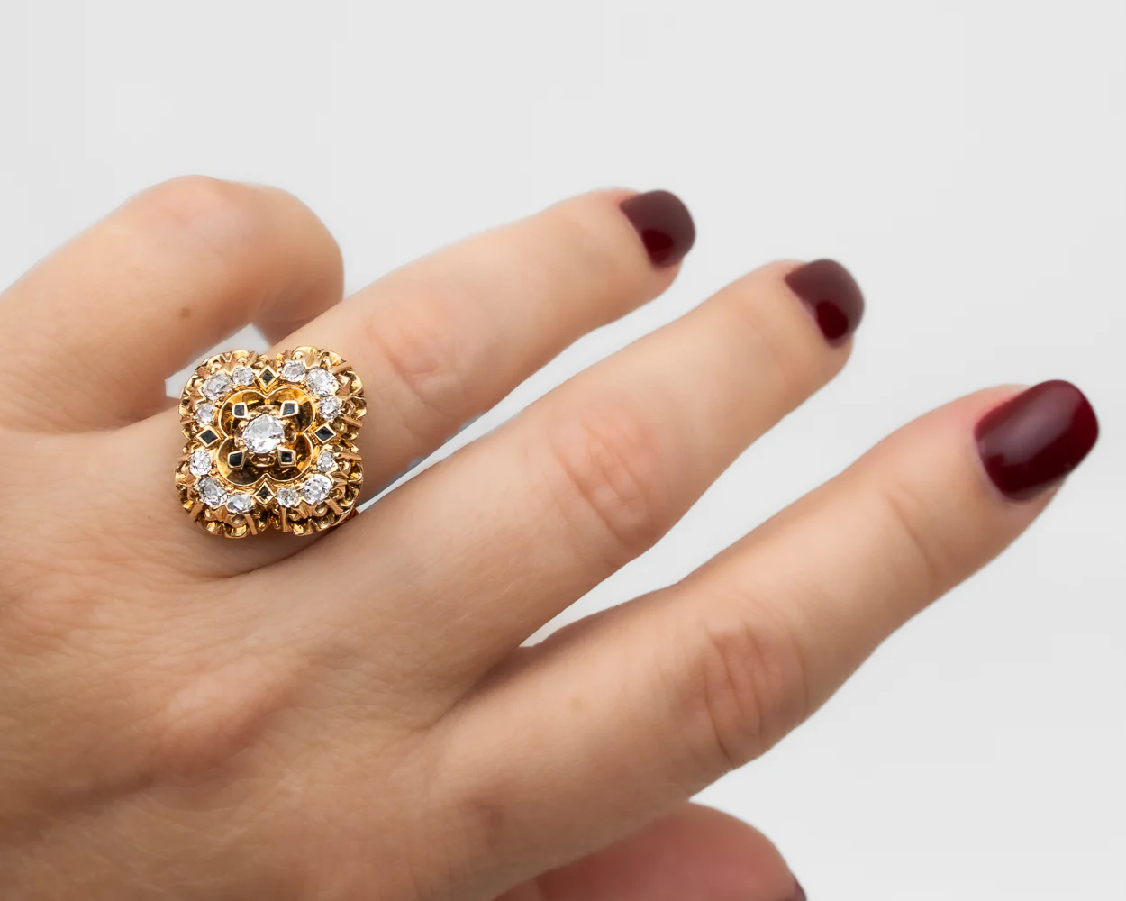 Victorian Mine-Cut Diamond Cluster Ring - Image 2