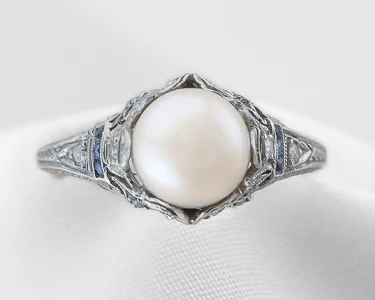 Art Deco Pearl, Diamond and Sapphire Ring