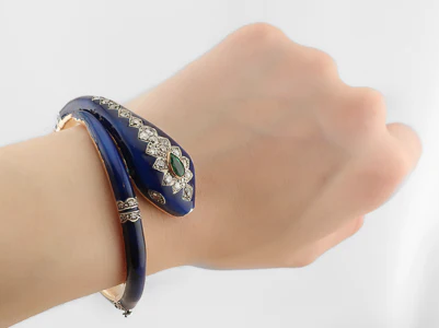 Victorian Revival Snake Bracelet with Gemstones - Image 3