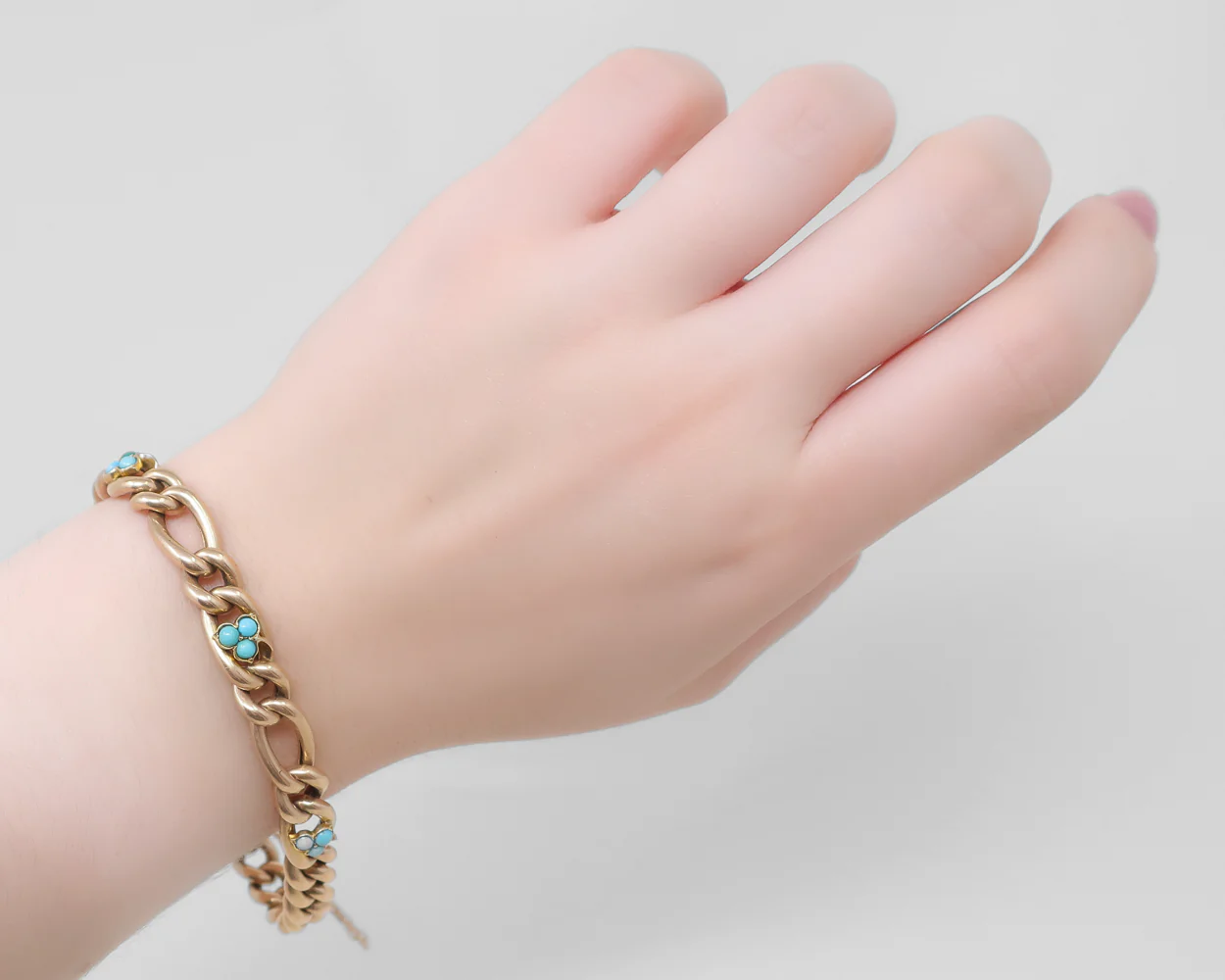 Victorian Bracelet with Turquoise Cabochons - Image 2